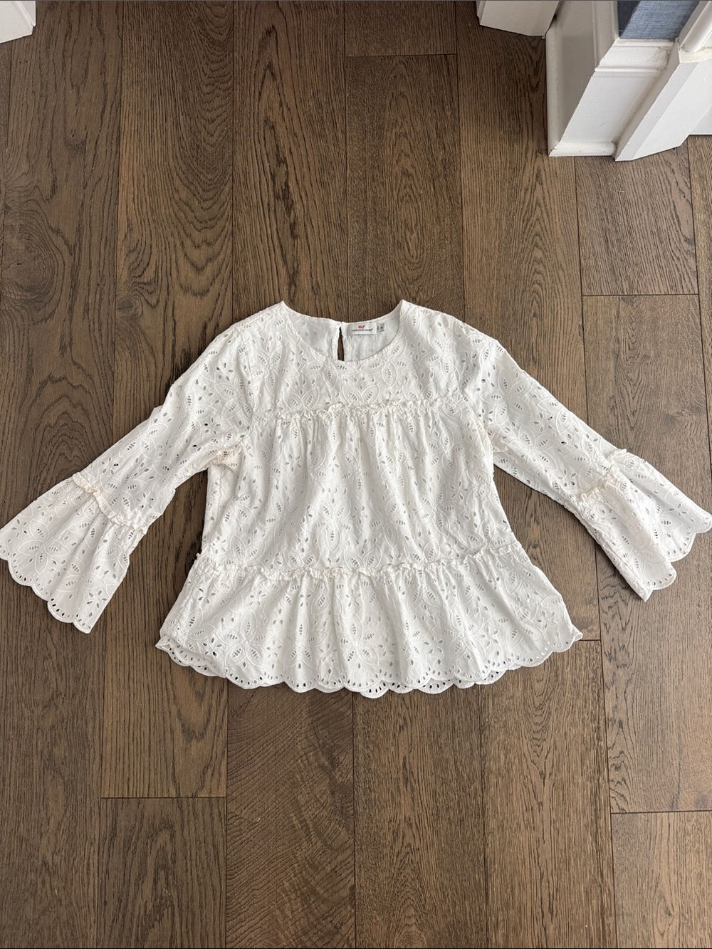 Vineyard Vines White Eyelet Peplum Blouse